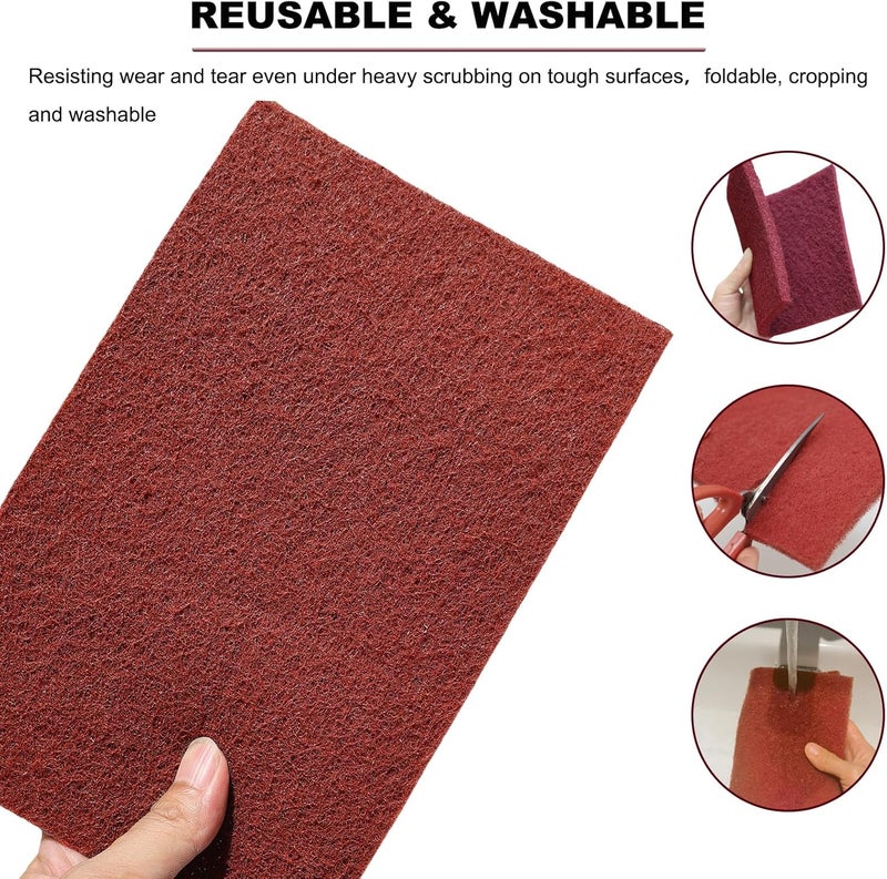 SACKORANGE Premium 10 Pack 6" x 9" Red General Purpose Scuff Pads - Scuffing, Scouring, Sanding, Paint Primer Prep Adhesion Scratch - Surface Preparation Automotive Car Auto Body Woodworking Wood (400 Grit) - Image 3